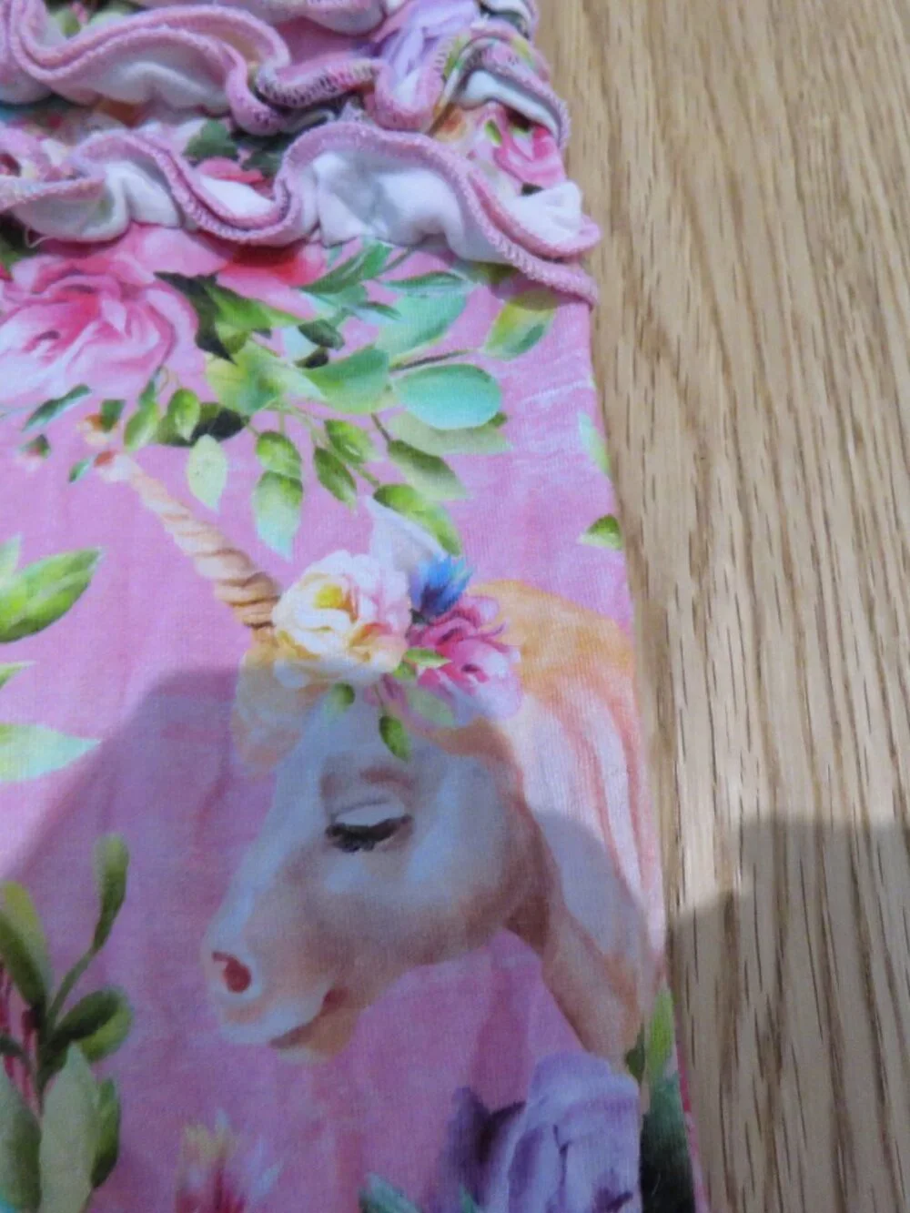 LITTLE BUM BUMS Horn to be Wild Unicorn Ruffle Baby Romper Bamboo 6-9 Months